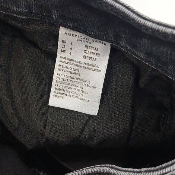 American Eagle Jeans Womens Size 4 Black Distressed High Rise Jegging Stretch - Picture 7 of 7